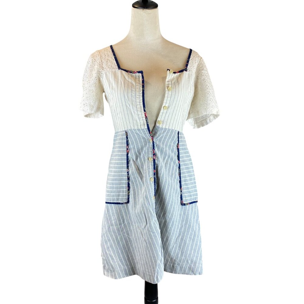 Madewell x The New Denim Project Patchwork Square-Neck Dress Women's Size 2 - Picture 3 of 16